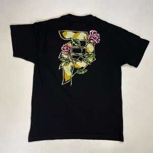 Primitive Logo Flower Floral Graphic T-shirt Men Medium Black Short Sleeve